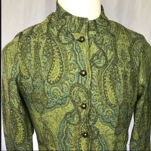 Cold Water Creek Paisley Blazer Green And Blue